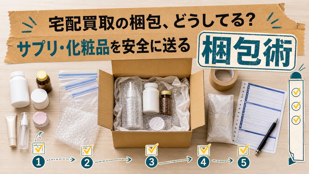 宅配買取の梱包、どうしてる？サプリや化粧品を安全に送るための梱包術